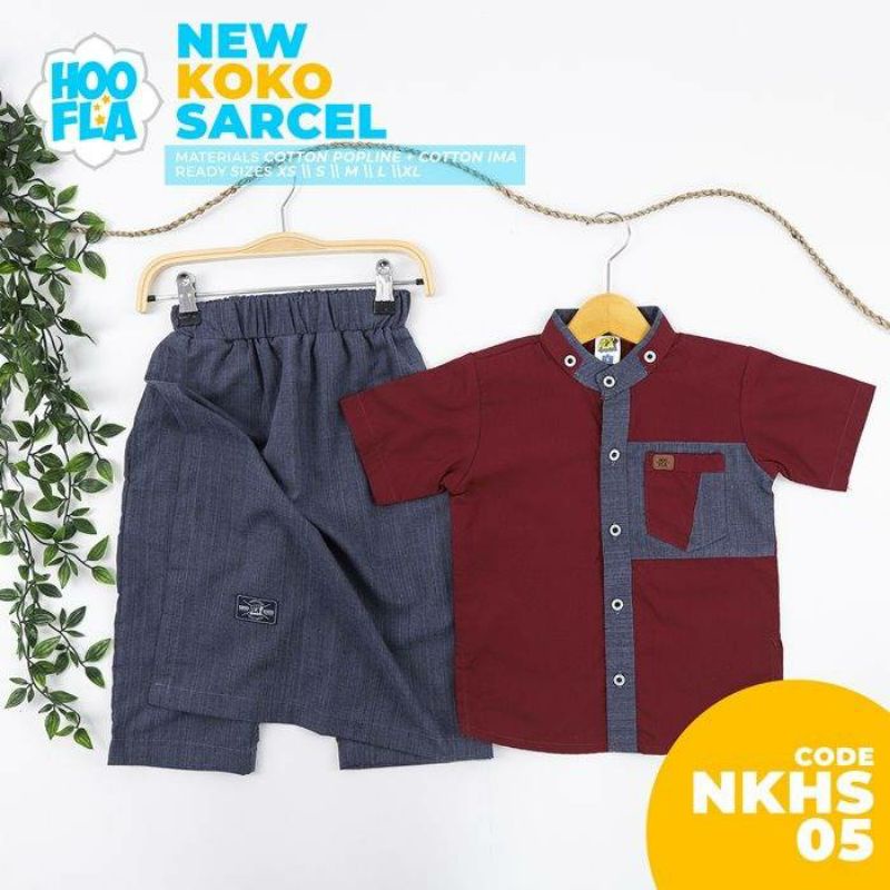 HOOFLA SET KOKO CELANA SARUNG / KOKO ANAK / BAJU KOKO ANAK / SARUNG KOKO ANAK MAROON