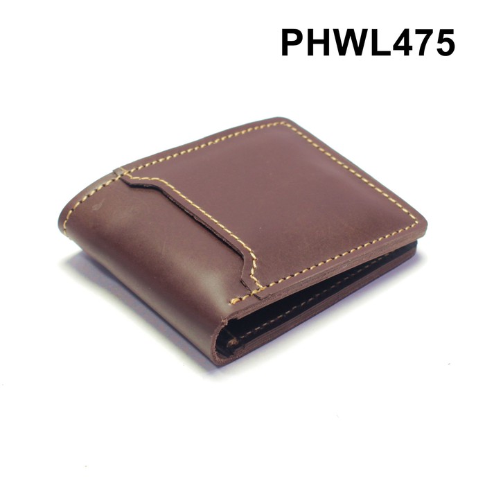 dompet pria kulit asli bifold model saku diluar warna coklat - PHWL475