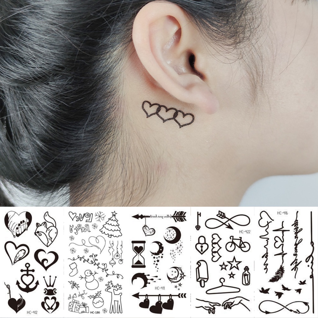 Stiker Tattoo kode HC-Black &amp; White Series | Tato Temporer | Waterproof