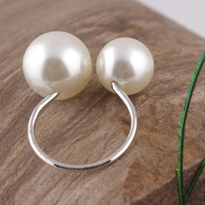 Cute Lovely U-shaped Opening Adjustable Size Pearl Ring Elegant Adjustable Girls Ring Gift