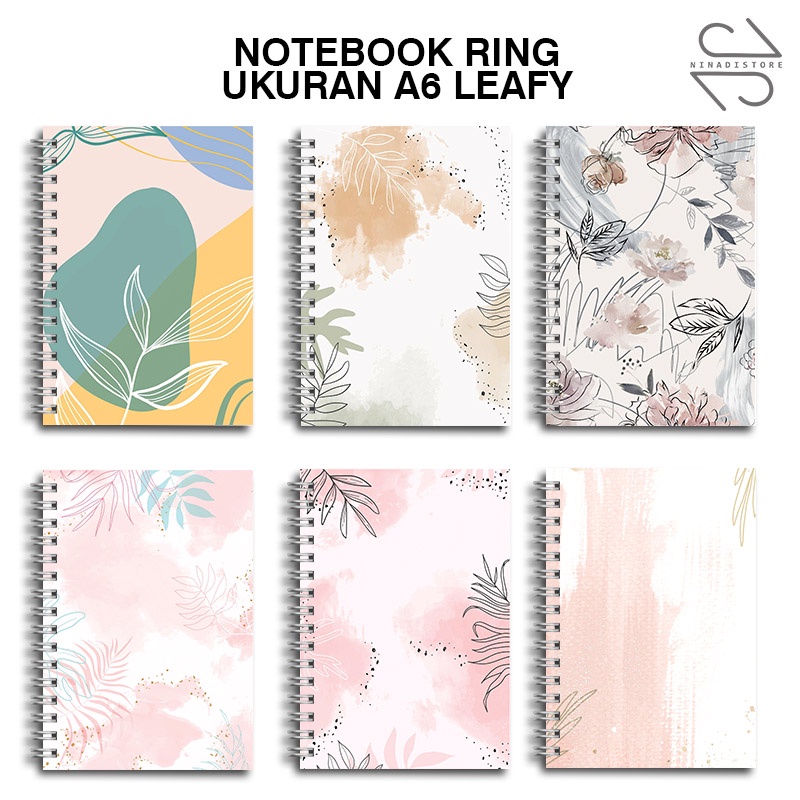 

Buku Tulis Catatan buku notebook buku diary Notebook Ring Spiral A6 60 Lembar koleksi gambar leafy