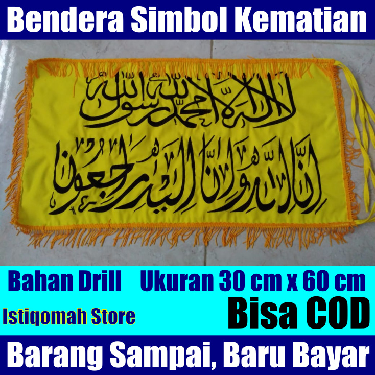 PROMO Bendera Simbol Kematian Warna Kuning Full Bordir Bertulisan Kaligrafi TERLARIS