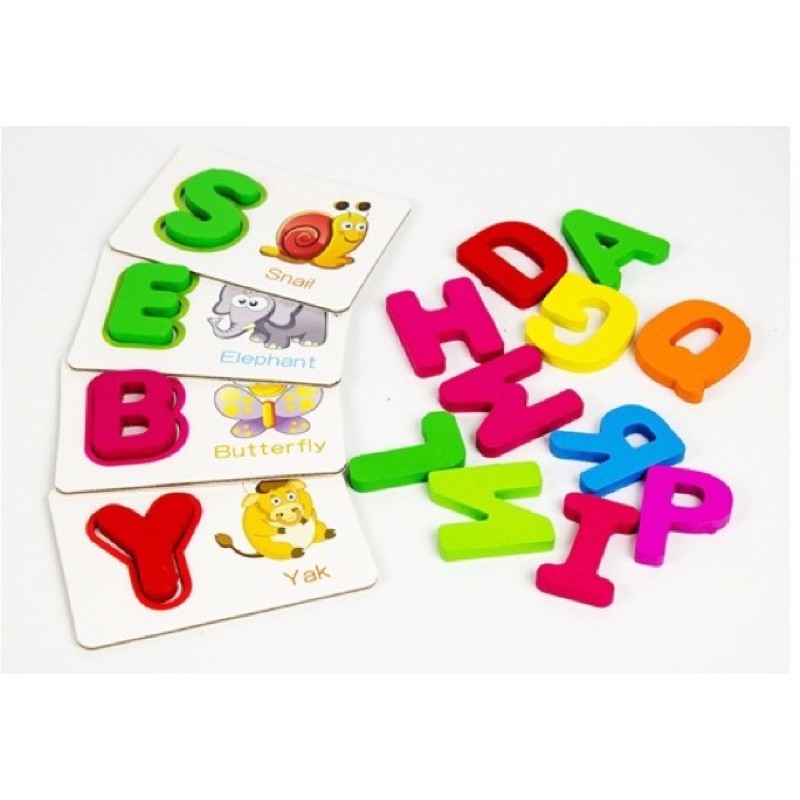 English letters wooden with wipe clean cards - mainan edukasi anak- kado anak - hadiah anak