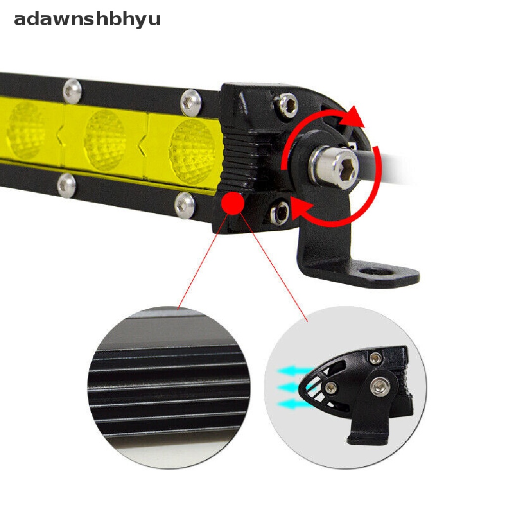 Adawnshbhyu Amber 12inch 60W Flood Slim Satu Baris Fog LED Lampu Kerja Bar Mobil SUV Truk ATV