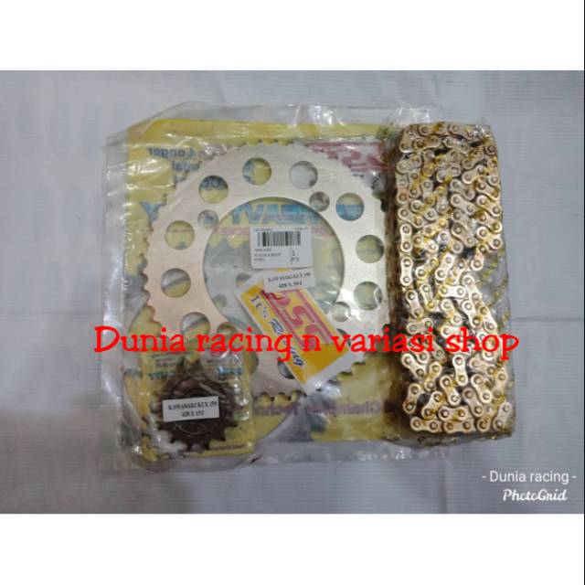 Gear set sss Gir set sss 428 KLX 150 -  DTracker 150 paket gir sss depan belakang Rante 428H gold