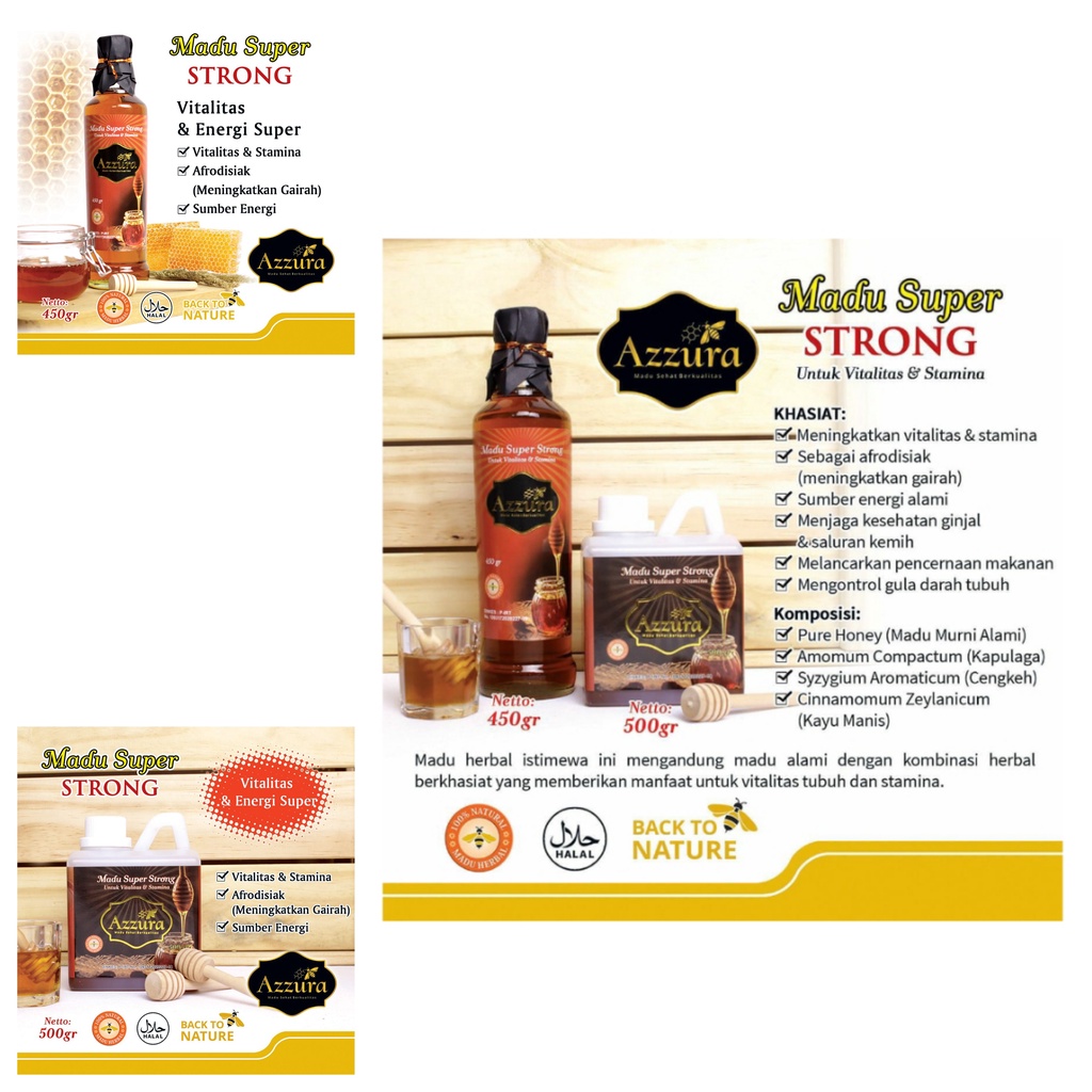 

MADU SUPER STRONG AZZURA 500 gram kombinasi madu dan herbal