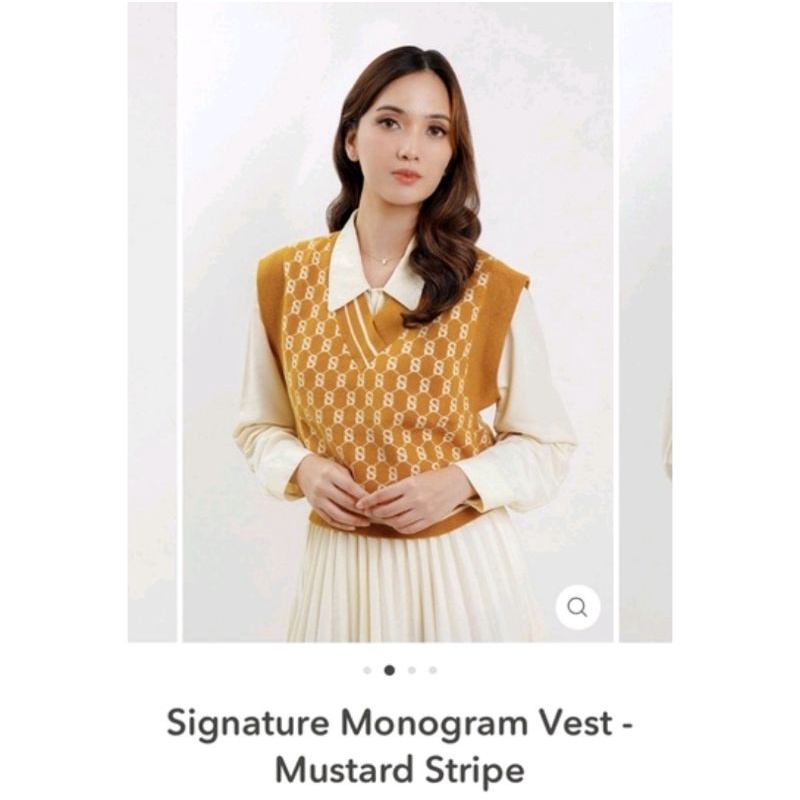 Signature Monogram Vest Mustard Stripe Benang Jarum/Buttonscarves size XL