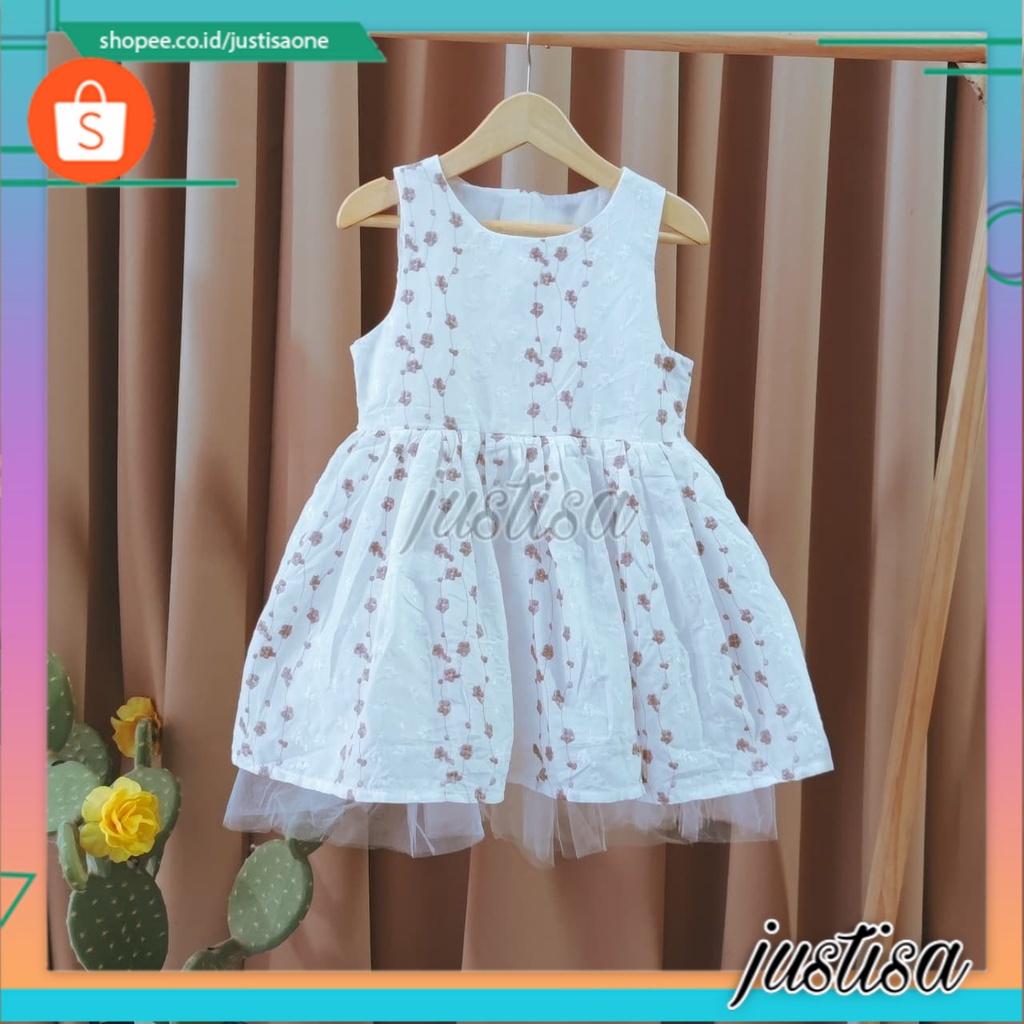 Promo !! Dress anak perempuan import/ Dress kingkids / Dress flower vertikal pretty ukuran 6 bulan - 18 bulan