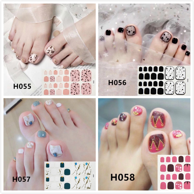 Nail Sticker Nail Polish Sticky Foot Nail Sticker Sticker 22PCS/SET H Stiker Kuku Jari Kaki