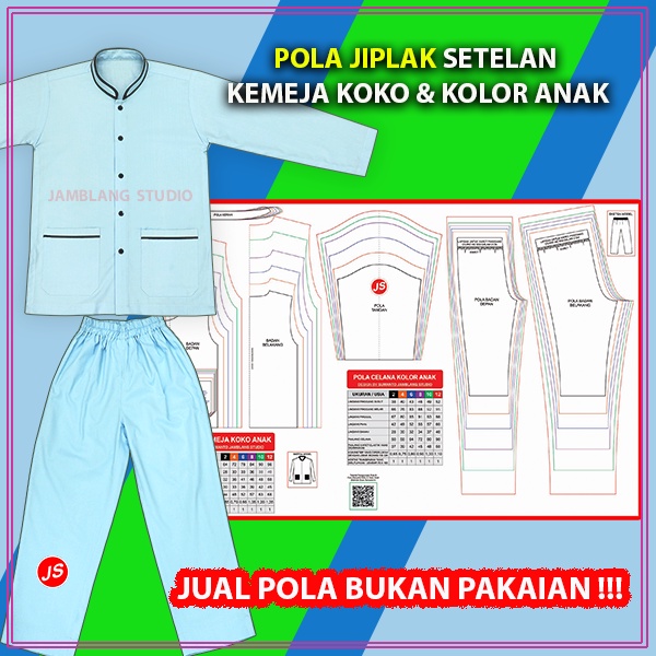 Pola Jiplak Setelan Kemeja Koko & Celana Kolor Anak 2 ~ 12 Tahun [ JP 023 ] | Rotsa.Id