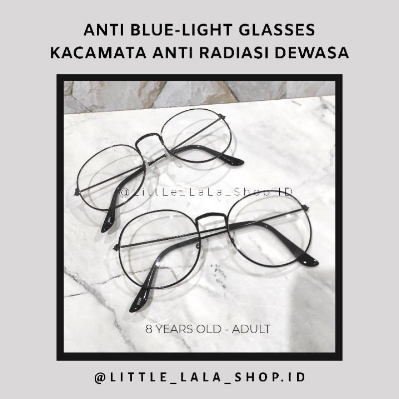 kacamata vintage / anti radiasi / kaca mata kacamata bulat frame hitam