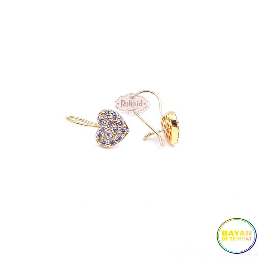 Anting Clip / Klip Motif Love Mas Gold Perhiasan Aksesoris Wanita 711