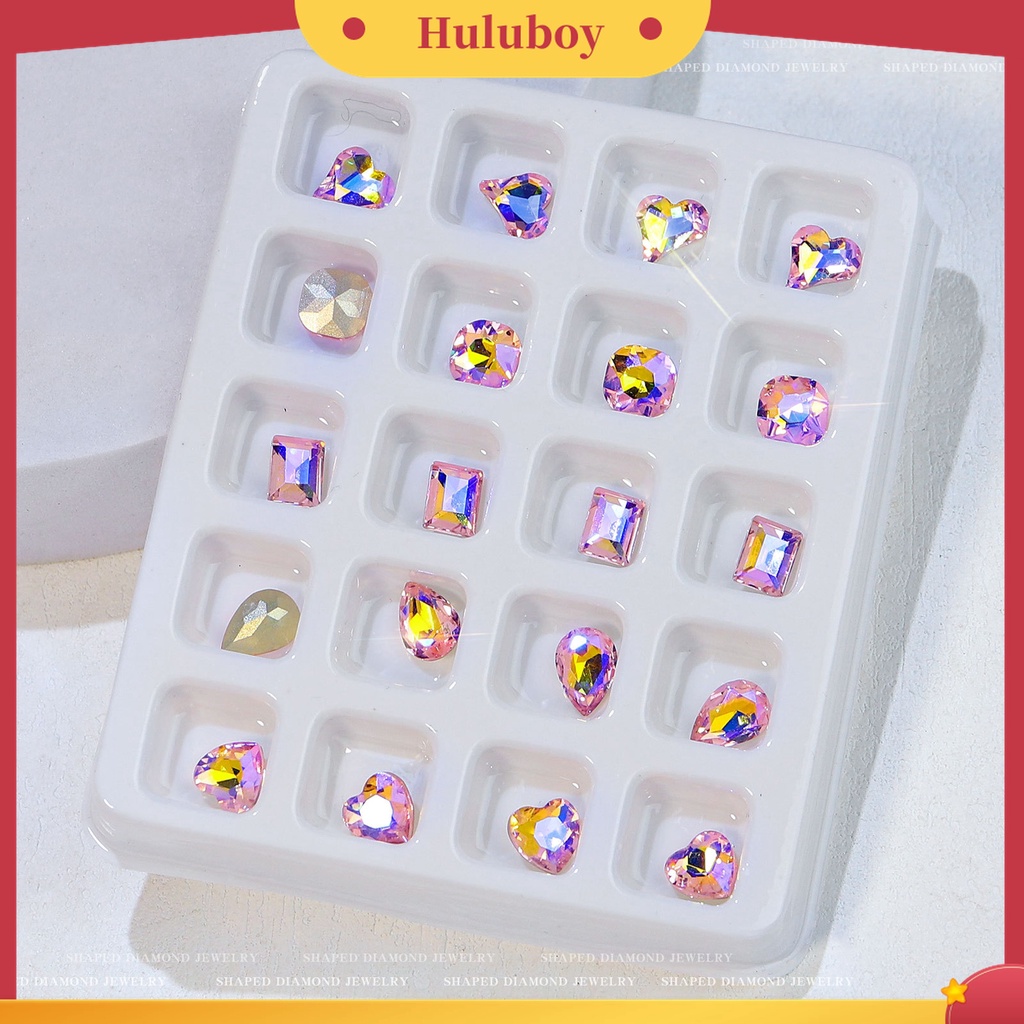 Huluboy Huluboy♡ 20pcs Ornamen Kuku 3D Bentuk Hati Bahan Plastik Tahan Pudar Untuk Dekorasi Nail Art