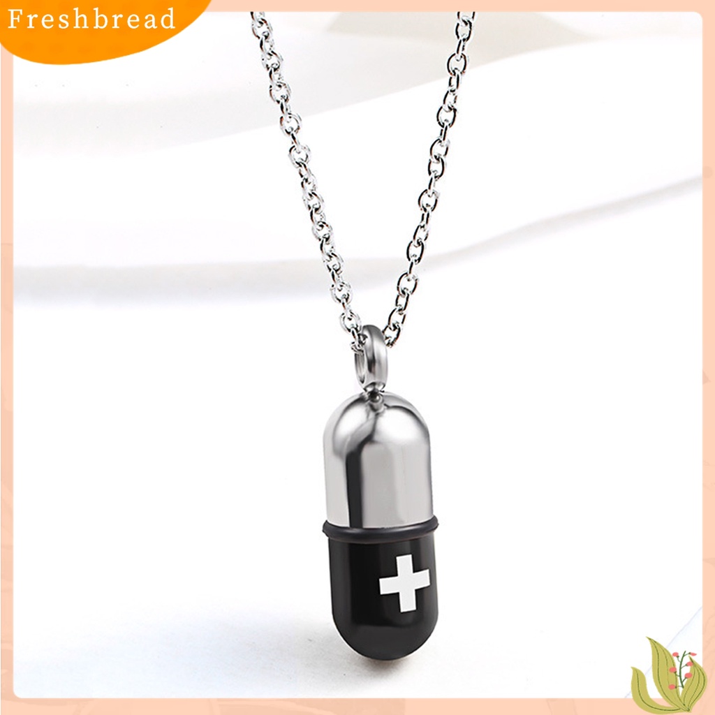 Terlaris Pill Case Pendant Unisex Necklace Cross Engraved Titanium Steel Perfume Holder Pendant Chain Necklace Charm Gift