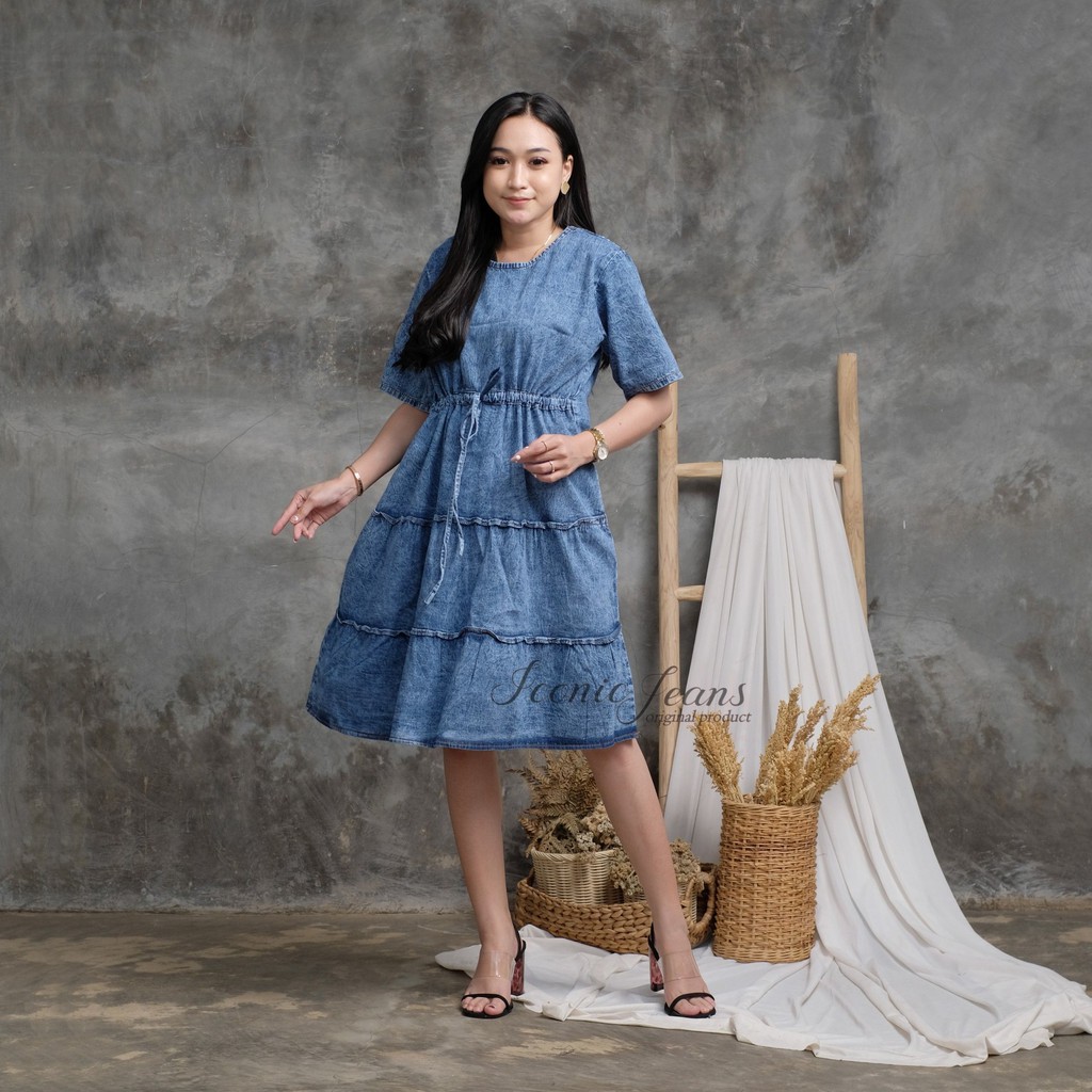 DENIM DRESS / DASTER JEANS/ DAILY WEAR/ SNOWBLUE SERIES BANYAK VARIAN MOTIF