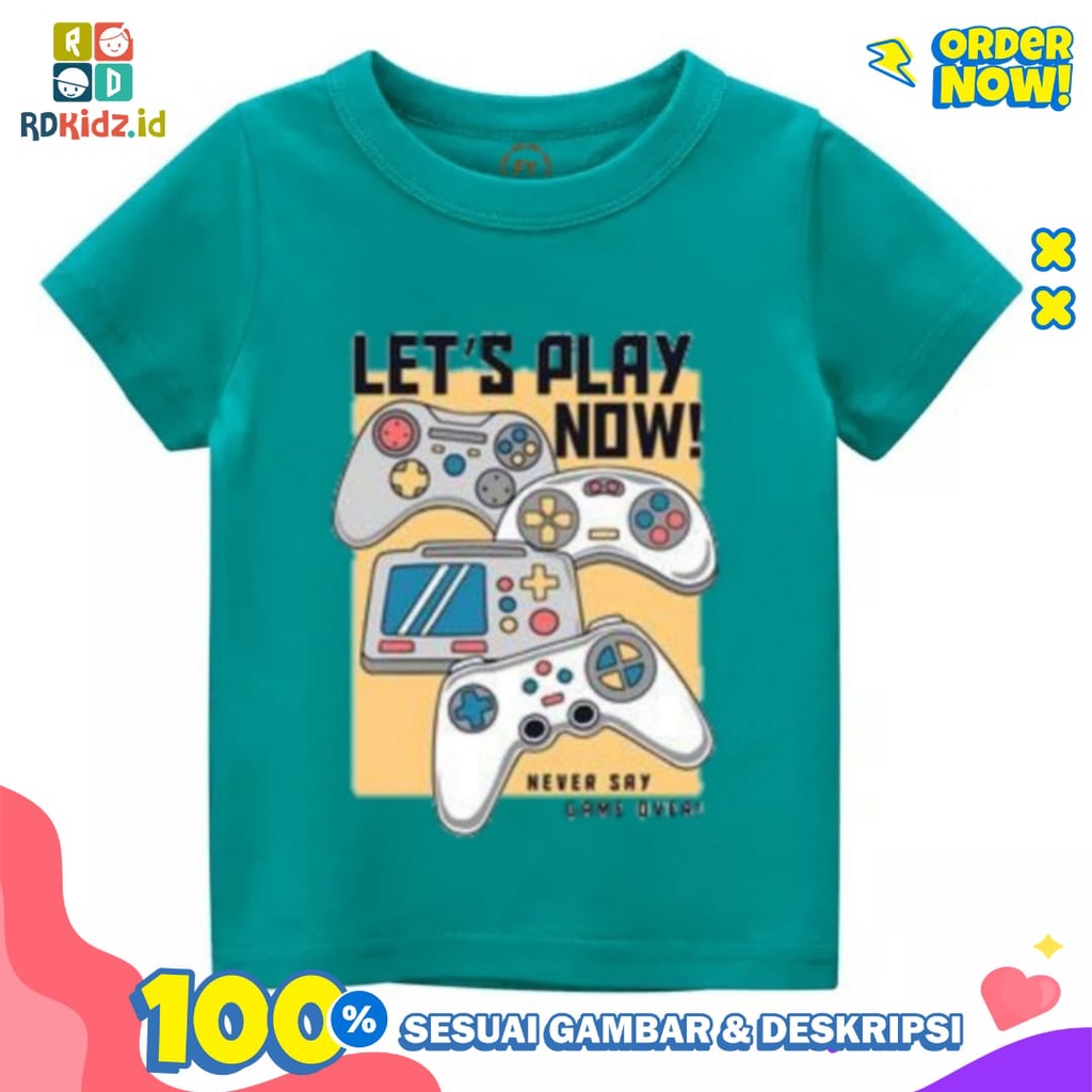 Rdkidzid Atasan Anak Laki Laki Baju Anak Cowok Kaos Anak Laki Laki Motif Let's Play Now!