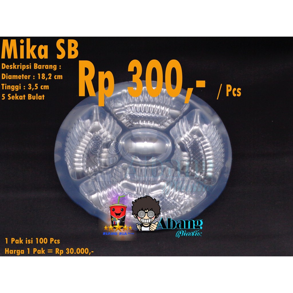 mika sekat 5 untuk besek - Mika Mega Sekat Besek SB / Mika Plastik Bening Bulat Sekat 5