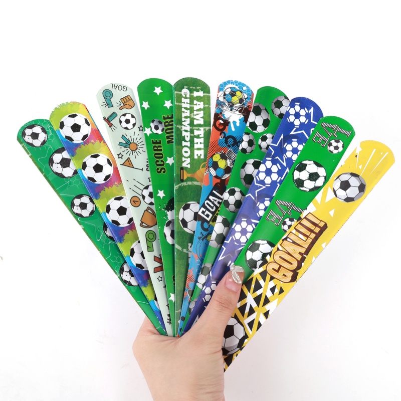 5Pcs Football Clap Bracelets World Game Soccer Theme Slap Circle Kids Children Party Snapping Ring Toy