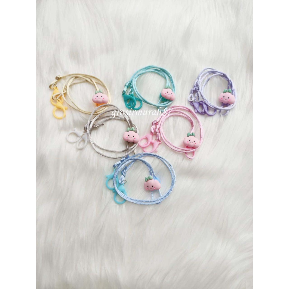 Tali masker anak dewasa motif awan pink lanyard kalung masker wanita non elastis ready