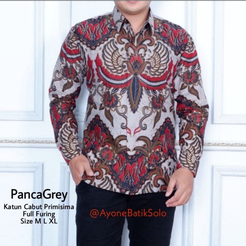 Kemeja Batik Warna Grey Batik Pria Lengan Panjang Warna Abu Baik Premium Pria Terbaru Batik Ori Solo