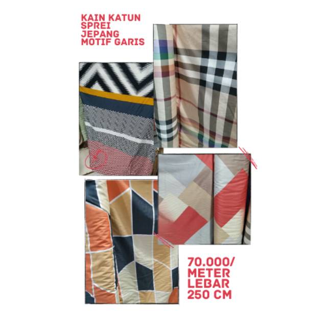KAIN Katun Sprei Jepang Lebar 250 CM Motif Garis / Stripes