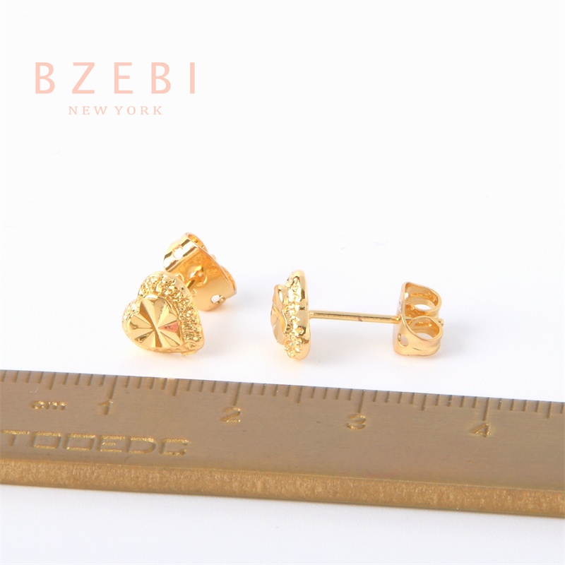 Bzebi Anting Bulat Lapis Emas 18k Bentuk Hati Gaya Korea Untuk Wanita / Hadiah Ulang Tahun 328e