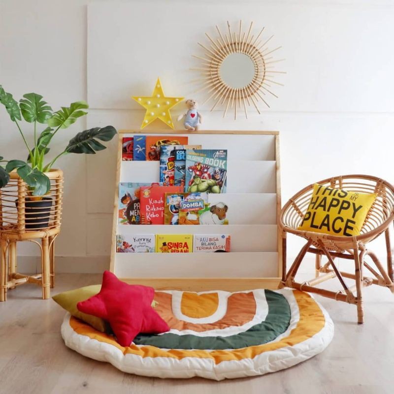 Rak Buku I Rak Buku Anak I Rak Buku Kayu Ukuran Besar | Rak Buku Kayu Kokoh Muat Banyak | Rak Serbag