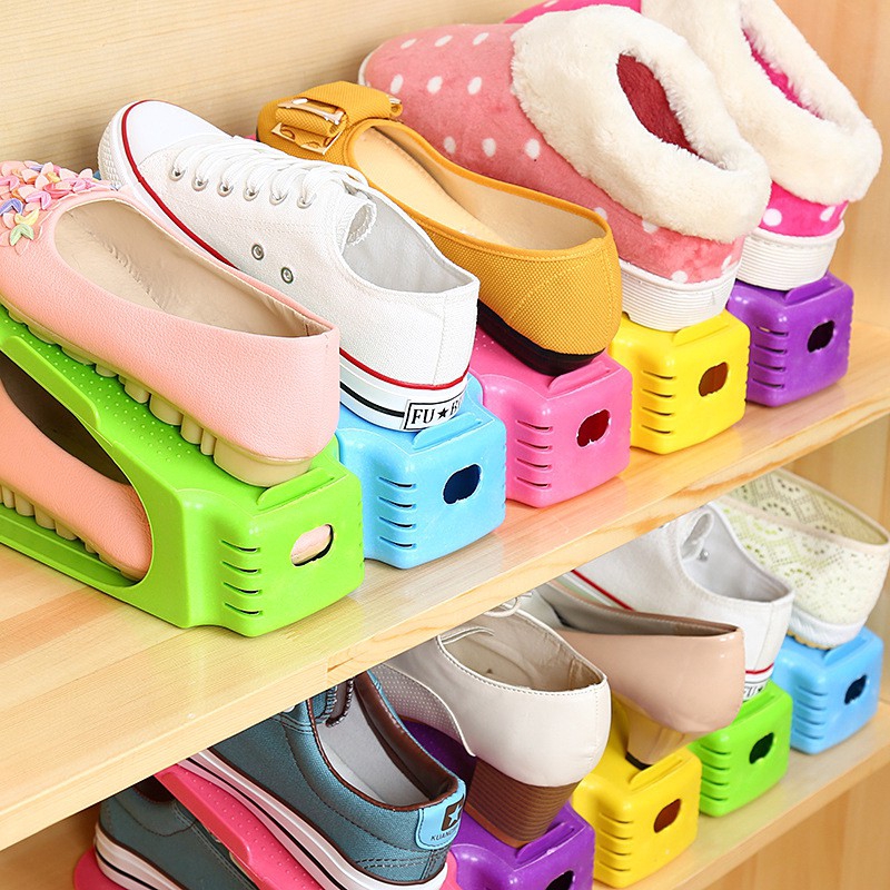 Creative Shoe Rack Adjustable 2 Tier Structure Space Saving Storage Shelf Shopee Indonesia