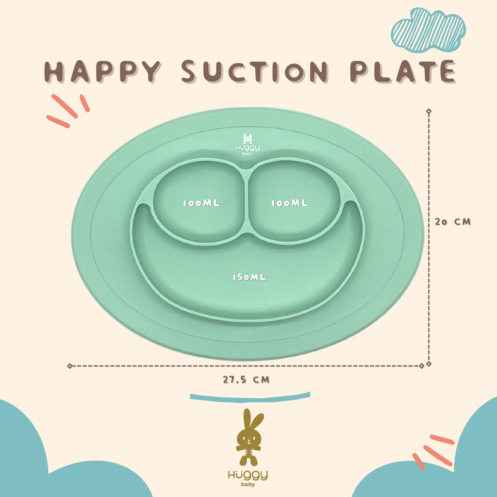 Huggy Baby AM004 Happy Silicone Suction Plate | Piring Silikon Anak