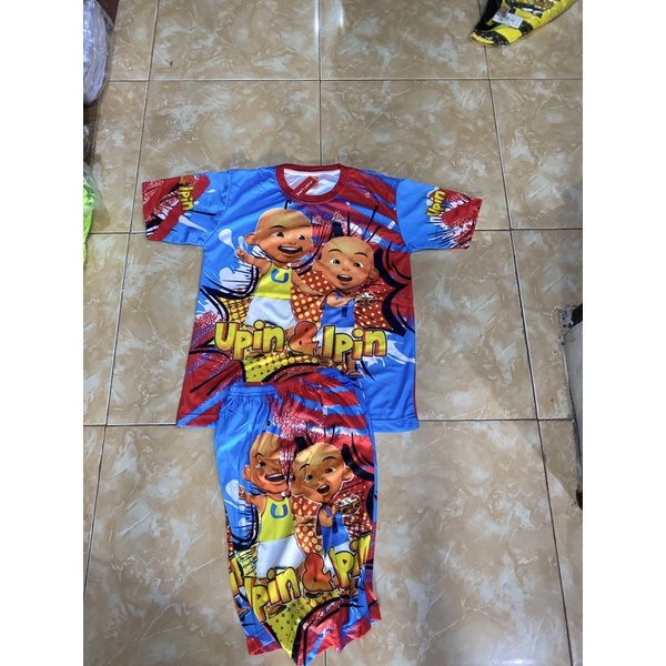 SETELAN KAOS BAJU UPIN IPIN ANAK KIDS FULL PRINT ANIME MURAH