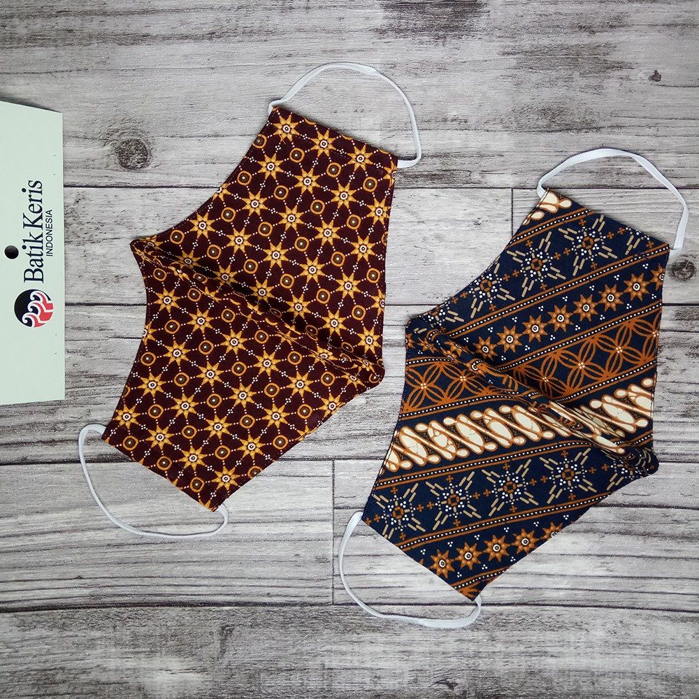 Masker Kain Batik Keris 3 Lapis/Ply Asli Solo - Earloop