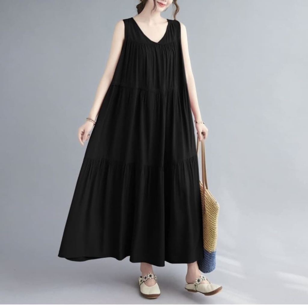 Lola Dress Lekbong wanita dewasa terbaru kekinian_hits harga promo bahan katun rayon fit to XL