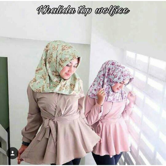 Khalida Top / Atasan wanita / Baju kerja murah / Hijab ootd terbaru