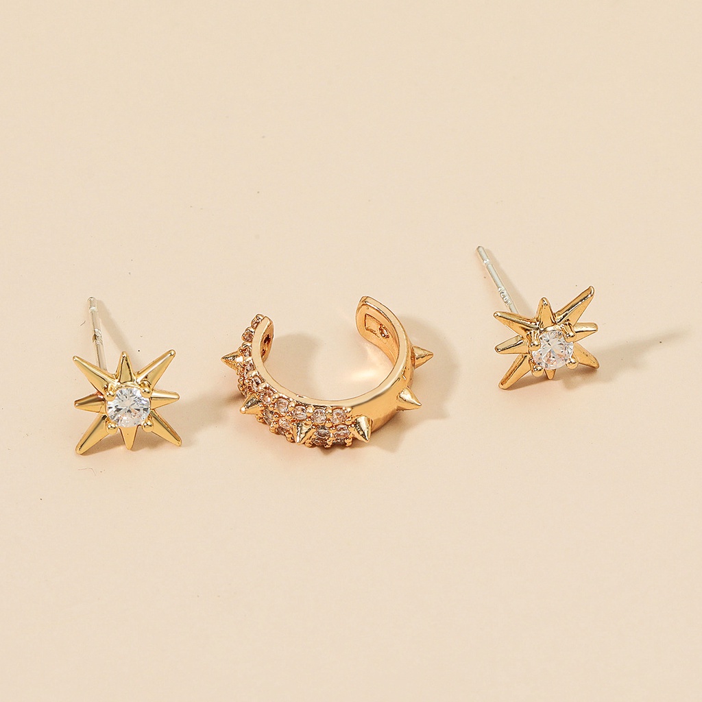 [Trendy Bohemian Non-pierced earrings Crystal Rhinestone Ear Cuff Wrap Stud Clip Earrings] [ Multi-style Girls TemperamentINS Simple Metal Punk Earrings] [Personality Party Ear Jewelry Gifts Accessories]