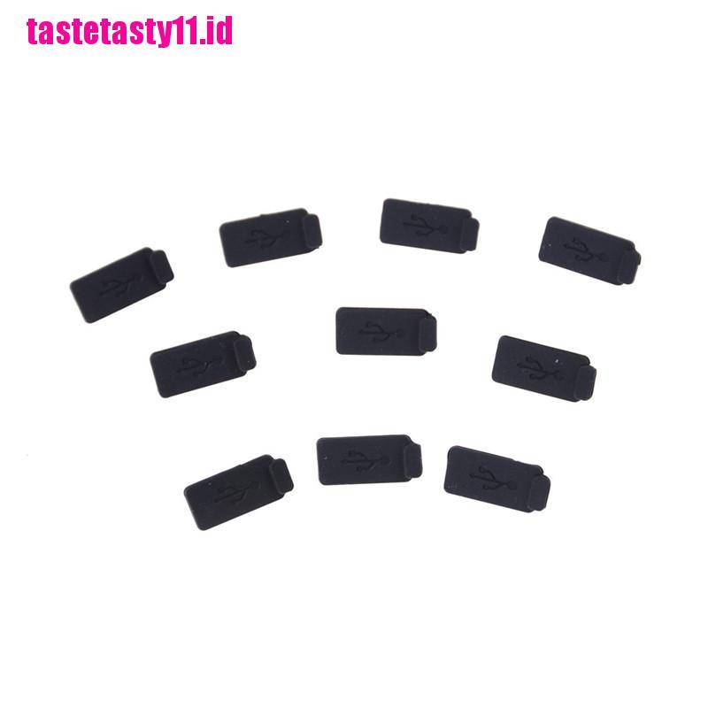 10 Pcs Plug USB Bahan Karet Silikon Lembut Warna Hitam Untuk PC Laptop