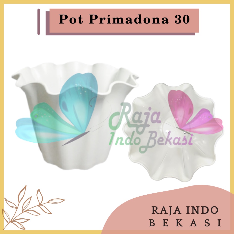 Pot Shallom Primadona 30 Putih - Pot Bunga Plastik Putih Cantik Tebal Gelombang Bagus Pot Primadona 15 20 25 30 35 40 Putih Pink Hitam