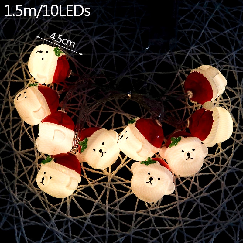 Lampu String Natal LED Jendela Pemandangan Meriah 1.5/3M Warm white lighting Motif Badut Snowman Dekorasi