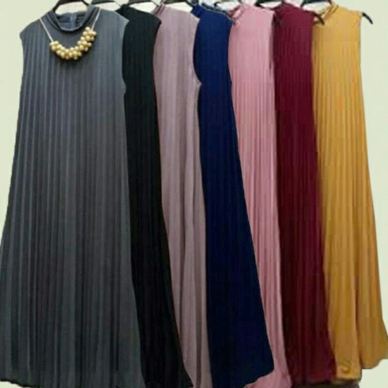Gamis Plisket Tanpa Lengan