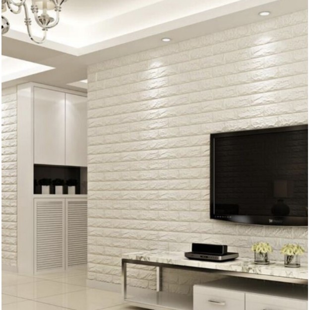 Wallpaper 3D Foam Motif White Brick Panel