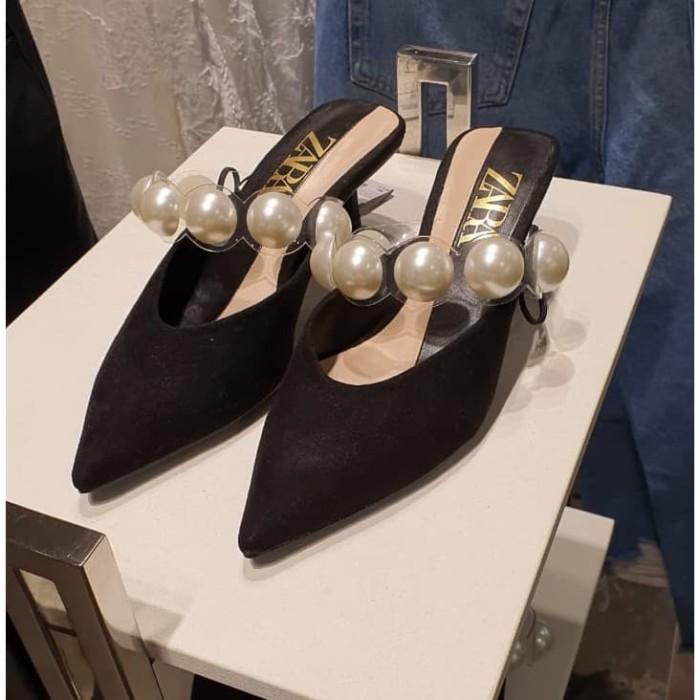 Sepatu Zara Heels Suede Pearl - Originalquality - Freebox - Realpict