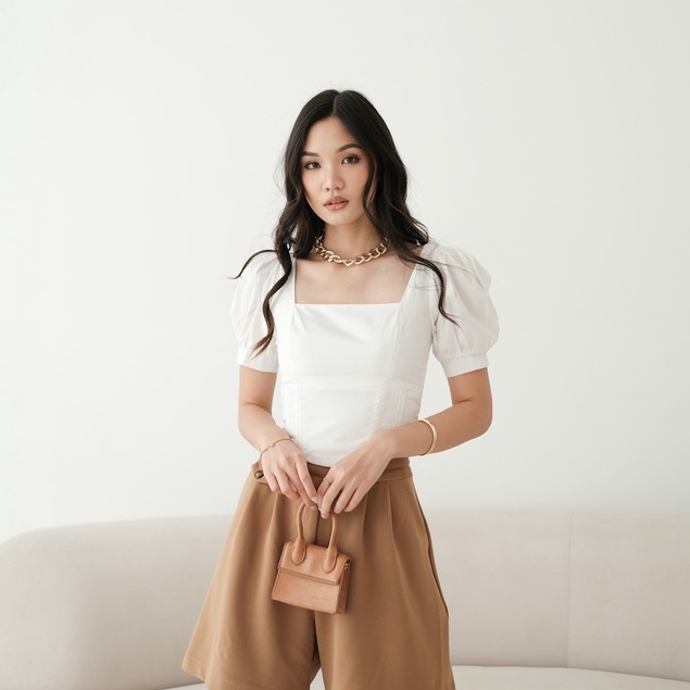 [TAVIA] JASMINE TOP / ATASAN WANITA / BAJU KOREA WANITA / CROP TOP WANITA