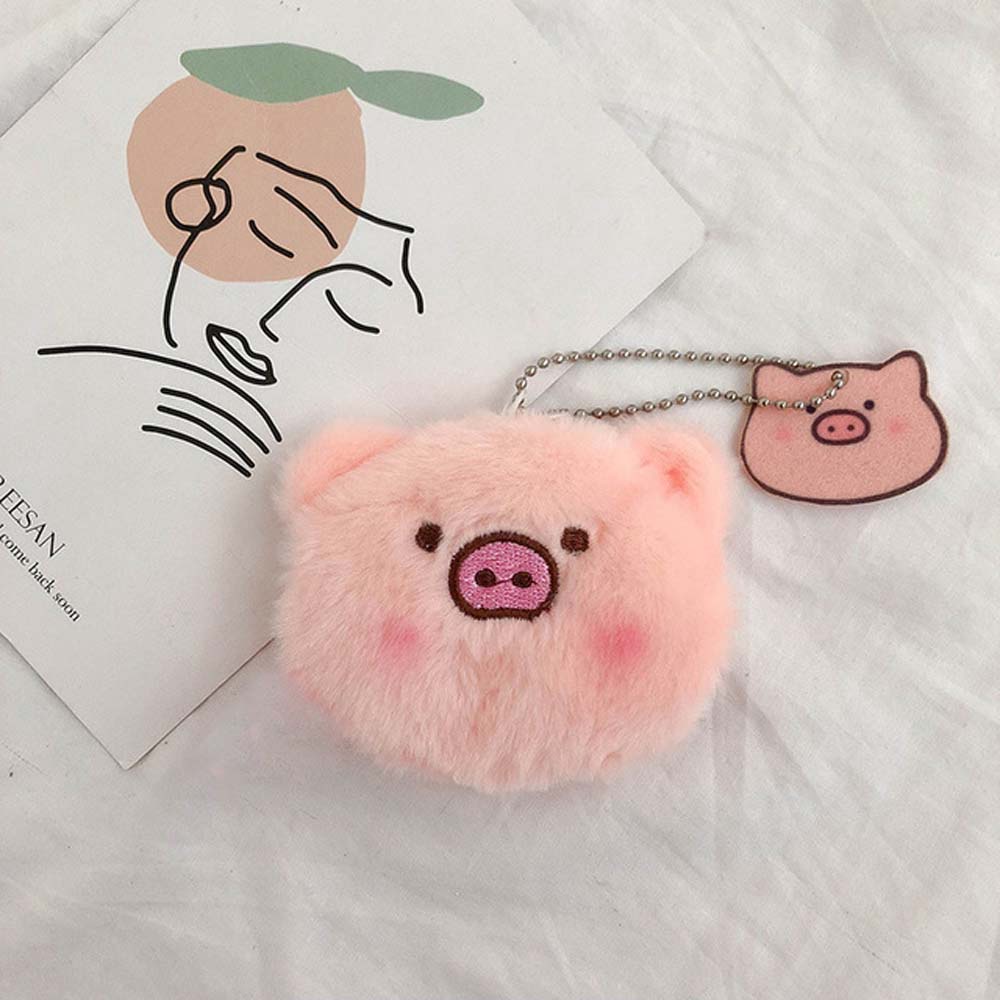 Needway  Cute Pig Keychain Wild Bag Pendant Plush Brooches PP Cotton Pig Head Pig Tail Cartoon Animal Fashion Pendant Couple Jewelry