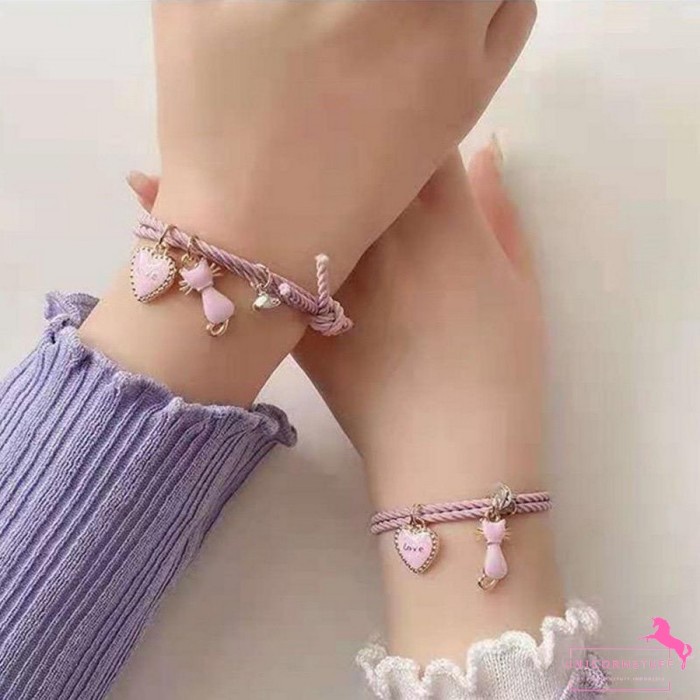 READY 2 Gelang Couple Magnet Sahabat Best friend Anak Cewek Unicorn Kembaran - Pink Pink TERLARIS