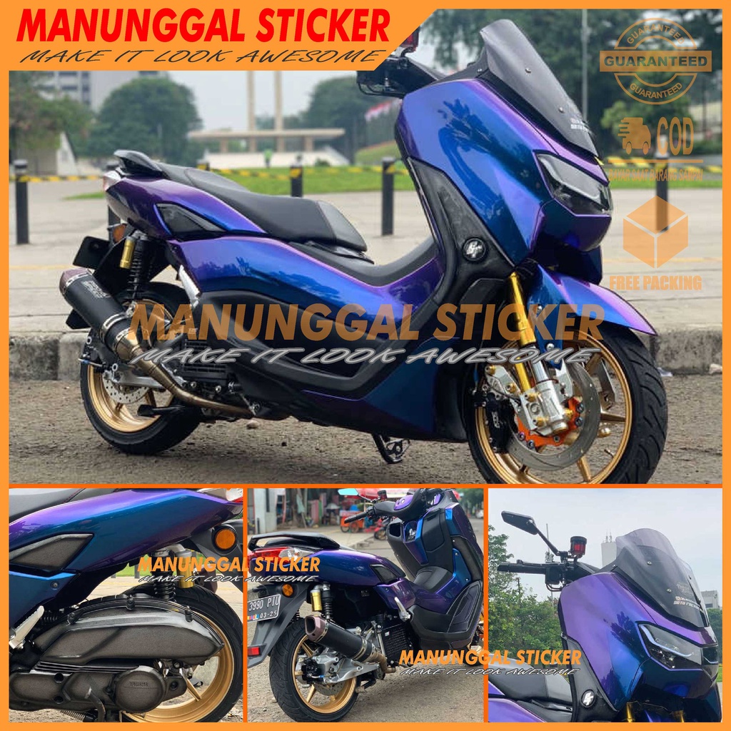 Stiker Skotlet Motor Warna Bunglon Pelangi Biru / Biru Aurora