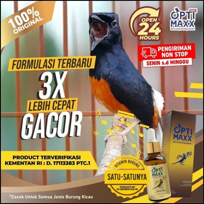 Optimax Serum Penggacor Burung Kicau Kenari Murai Batu Lovebird Gacor