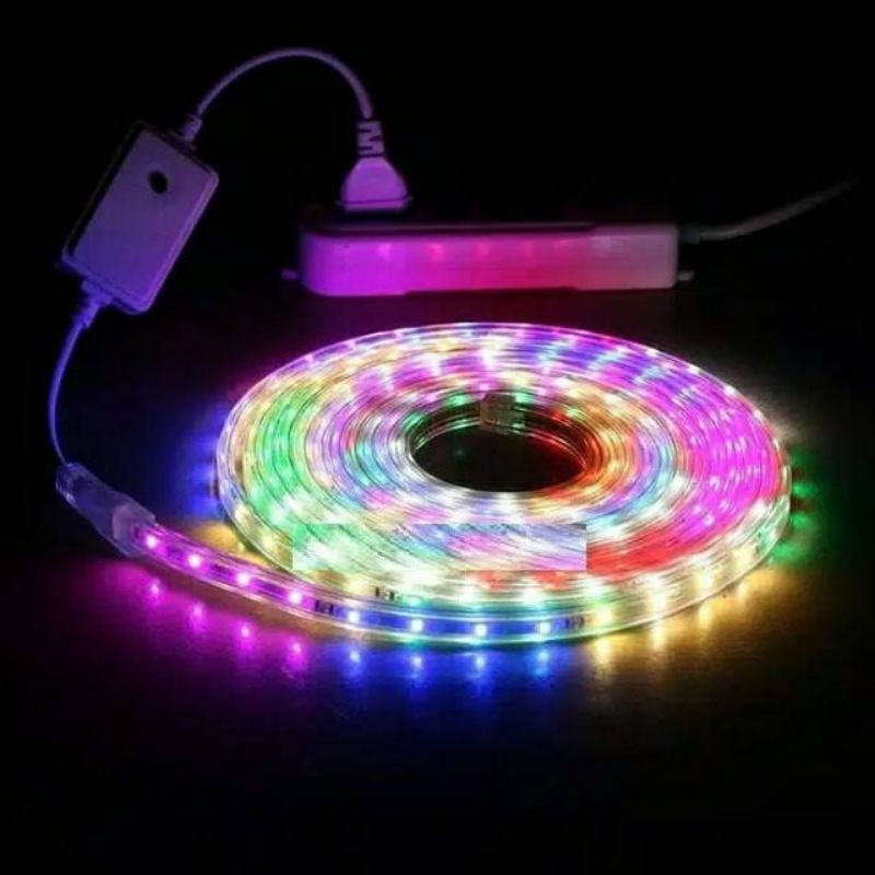 LAMPU LED STRIP SELANG WARNA WARNI  3528 2835 220V + ADAPTOR 9M METER 5050 OUTDOOR RGB LAMPU TIKTOK