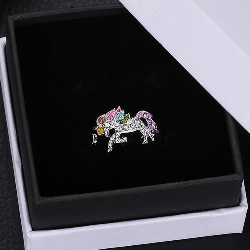 Fancyqube Cincin OPENING Ring Adjustable Motif Kartun Unicorn Warna Warni