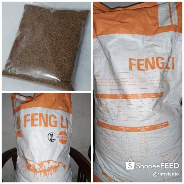 Pelet lobster air tawar/udang fengli platinum 3L 1kg/repack