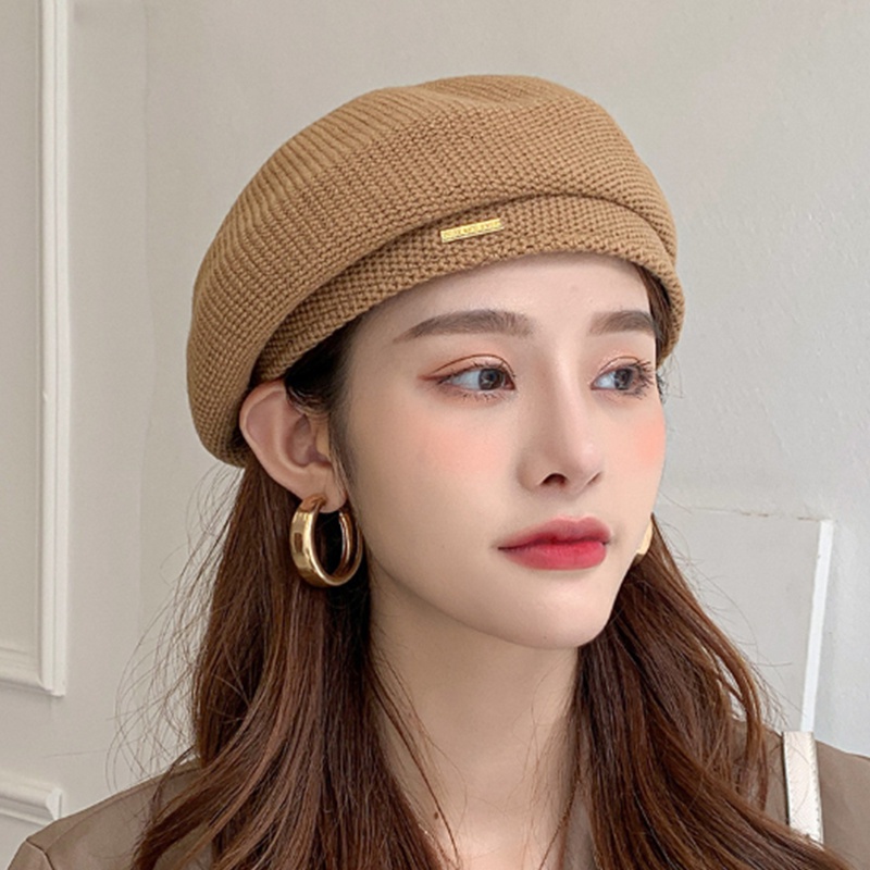 Topi Baret Korea Wanita Dewasa Bahan Wol Tebal Premium Polos Fashion style wanita korea import BRT3