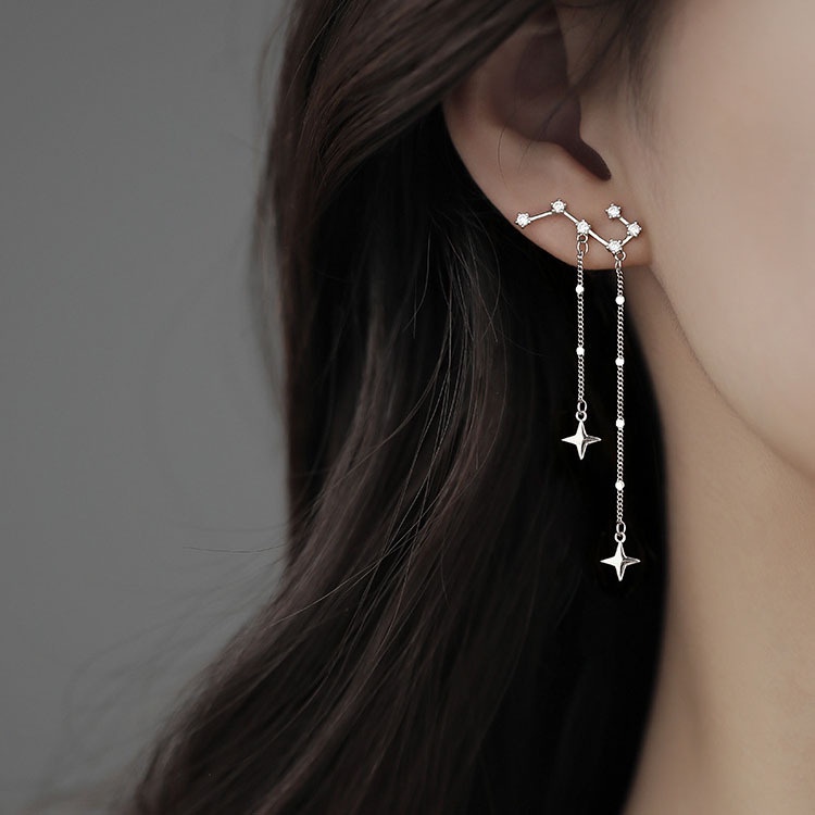 Anting Stud 925 Sterling Silver Model Rumbai Panjang Untuk Wanita